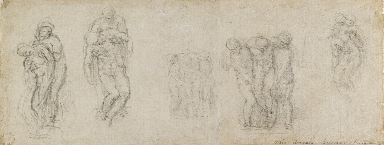Estudios para una Piedad y un Entierro de Michelangelo Buonarroti