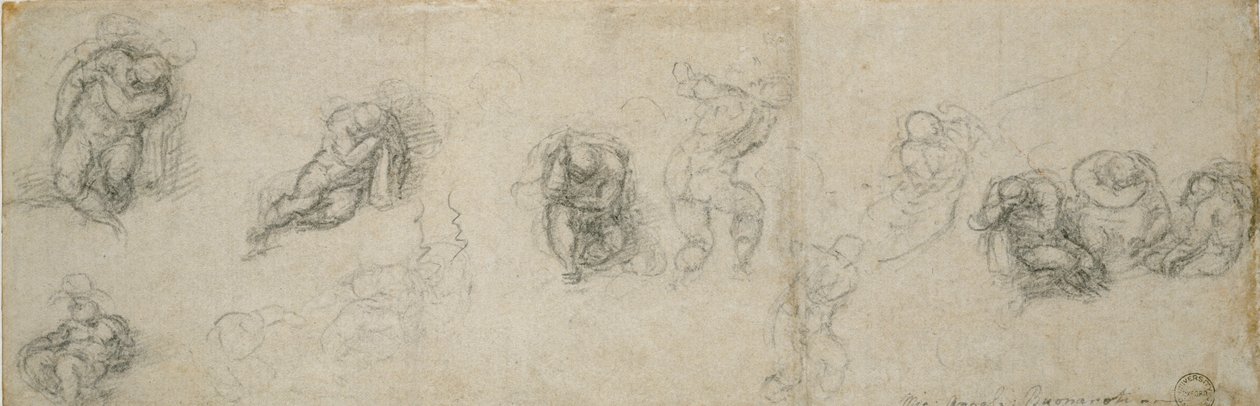 Estudios de un Apóstol durmiendo y otras Figuras, siglo XVI de Michelangelo Buonarroti