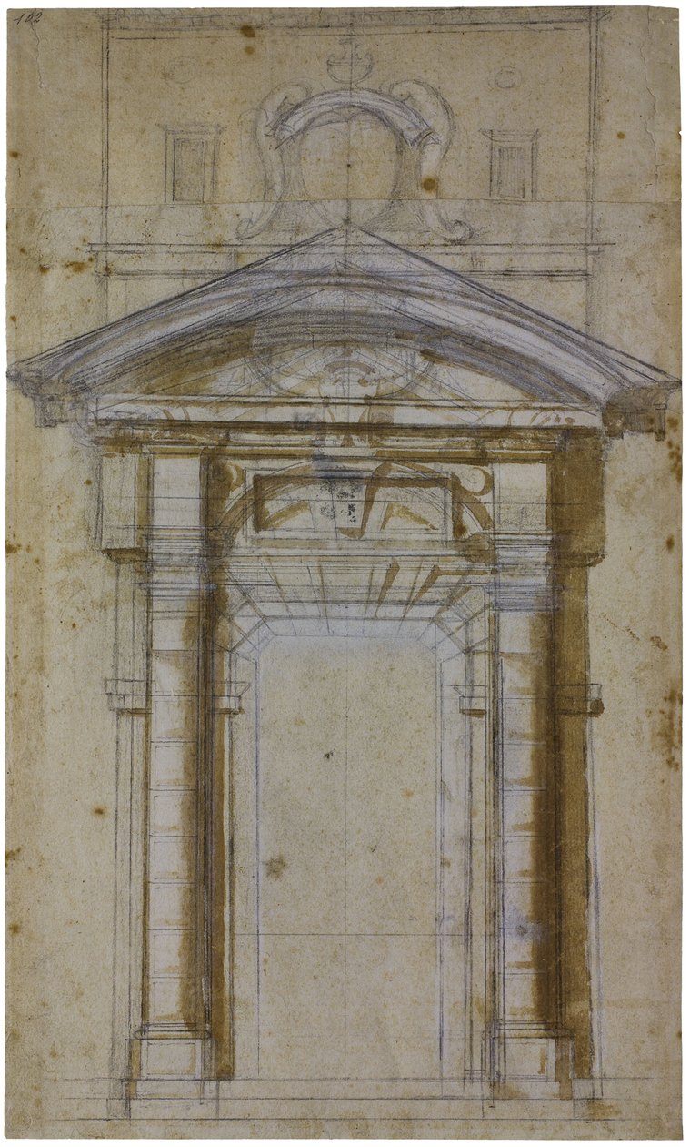 Estudio para Porta Pia en Roma, ca 1561 de Michelangelo Buonarroti