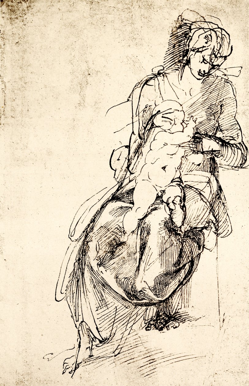 Estudio para la estatua de la Madonna en la capilla Medici en Florencia de Michelangelo Buonarroti