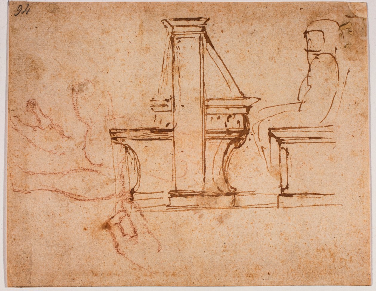 Estudio para el techo de la sala de lectura de la Biblioteca Laurentian de Michelangelo Buonarroti