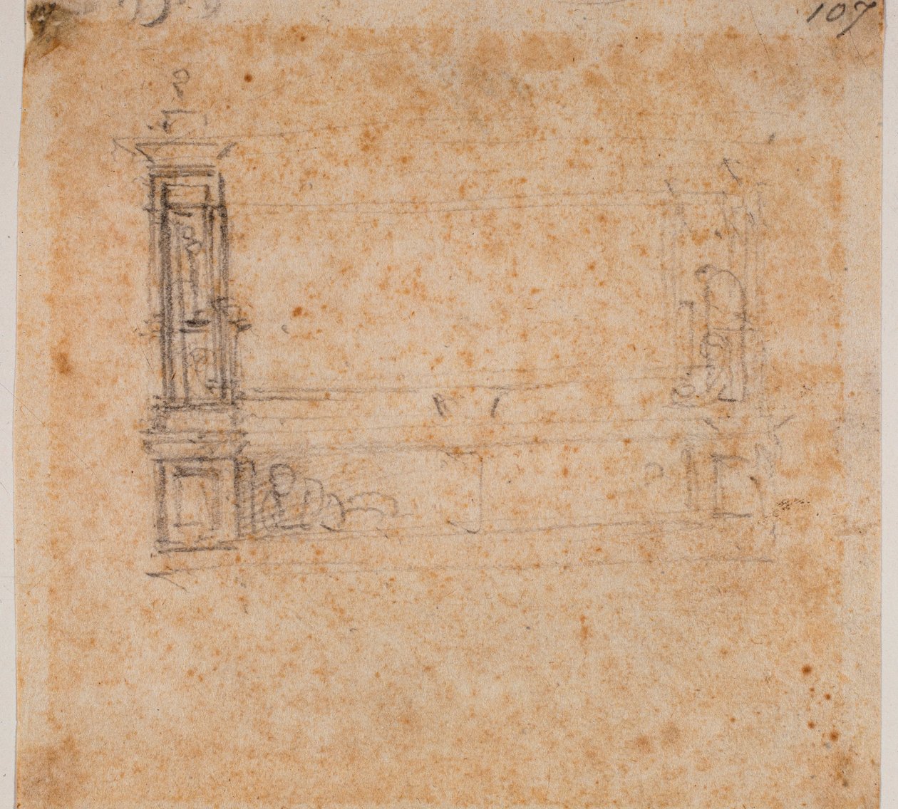 Estudio del doble muro sepulcral para la Nueva Sacristía de Michelangelo Buonarroti