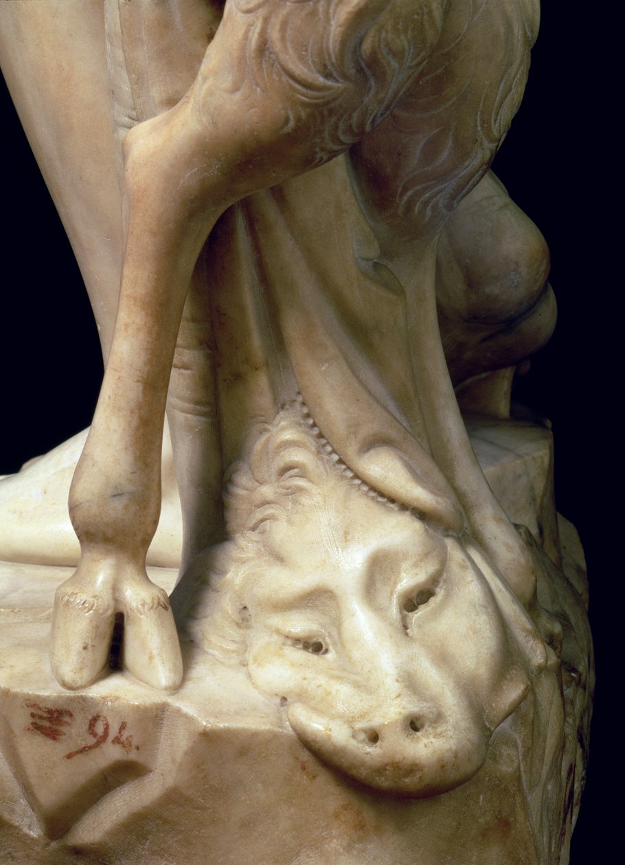 La embriaguez de Baco, detalle de la cabeza de una pantera, escultura de Miguel Ángel Buonarroti (detalle) de Michelangelo Buonarroti