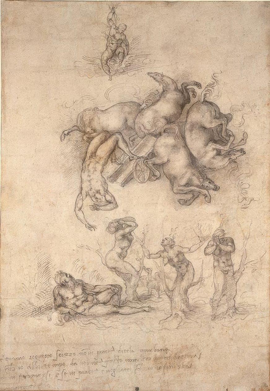 La caída de Faetón de Michelangelo Buonarroti