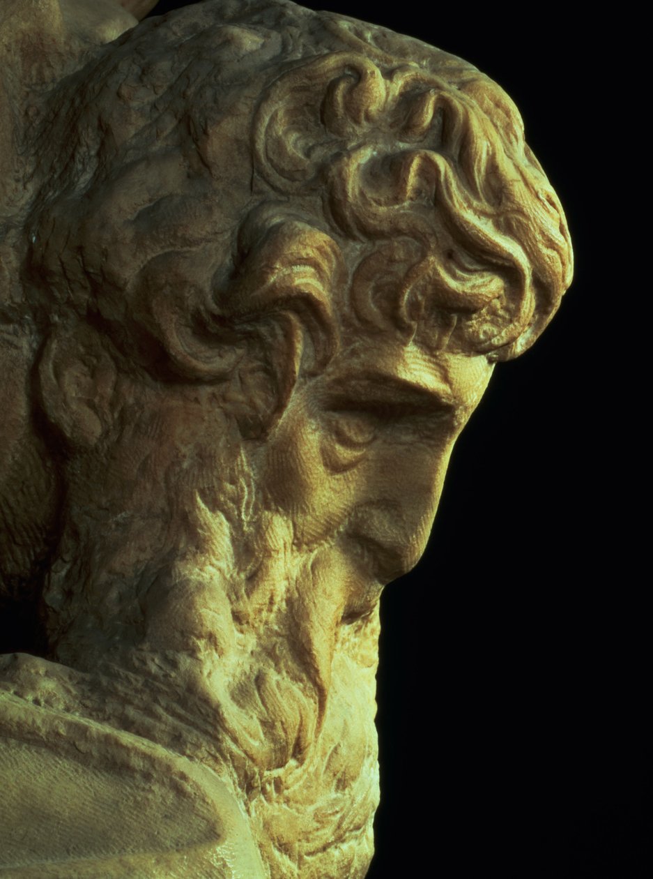 El Genio de la Victoria por Miguel Ángel (detalle de una cabeza inacabada) de Michelangelo Buonarroti