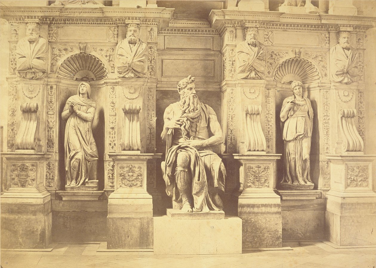 Tumba del Papa Julio II (1453-1513) detalle de Moisés flanqueado por Lea y Raquel de Michelangelo Buonarroti