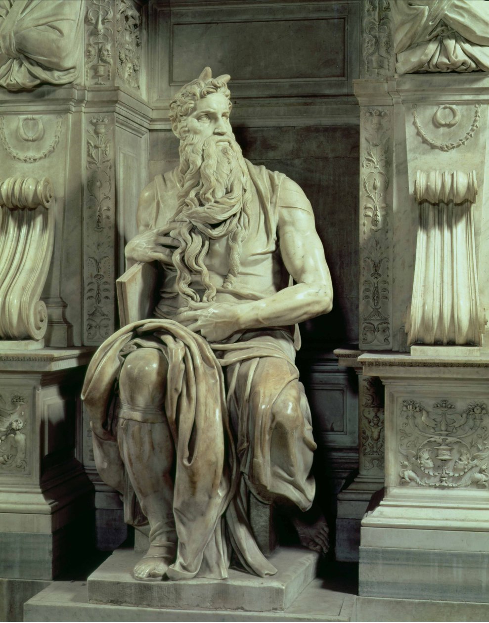 Tumba del Papa Julio II 1453-1513 (detalle) de Moisés, 1513-16 de Michelangelo Buonarroti