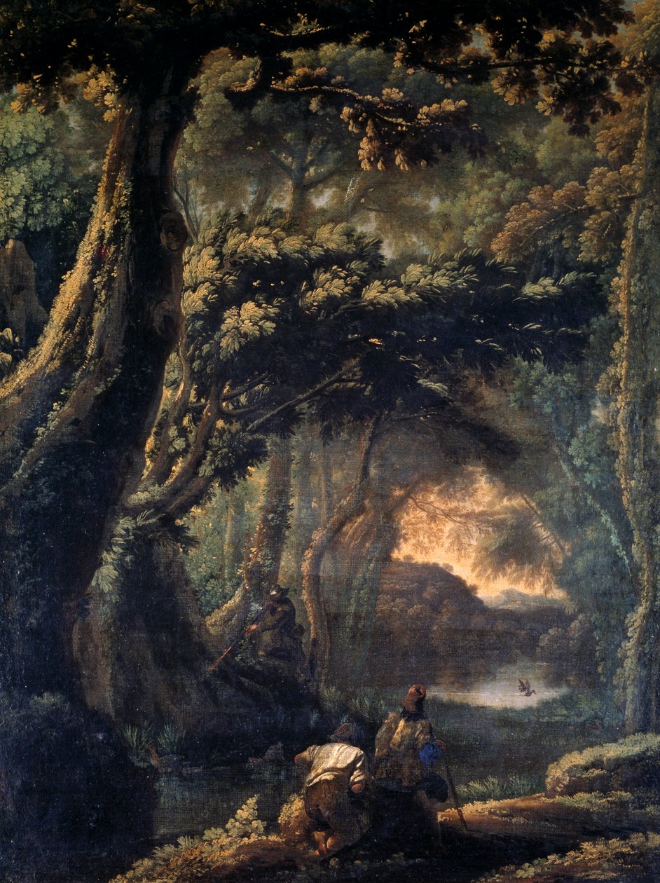Caza de fochas, óleo sobre lienzo, 67x51 cm de Michelangelo Cerquozzi