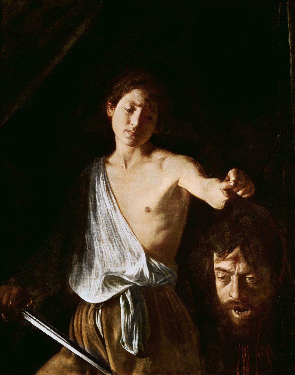 David con la cabeza de Goliat, 1606 (detalle) de Michelangelo Merisi Caravaggio