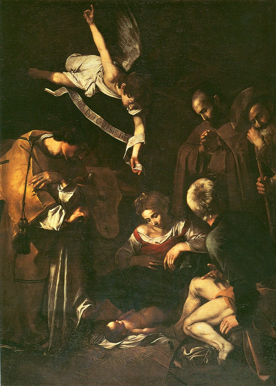 Natividad con San Francisco y San Lorenzo de Michelangelo Merisi Caravaggio