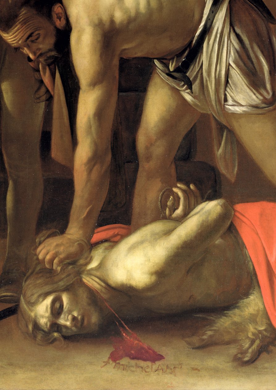 La Decapitación de San Juan Bautista (detalle) de Michelangelo Merisi Caravaggio