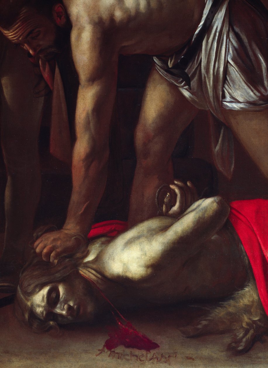 (detalle) La decapitación de San Juan Bautista de Michelangelo Merisi da Caravaggio