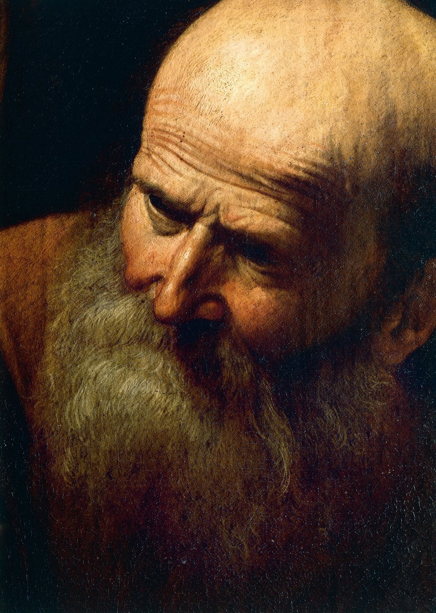 Rostro de Abraham, detalle de El Sacrificio de Isaac, c.1603-04 de Michelangelo Merisi da Caravaggio