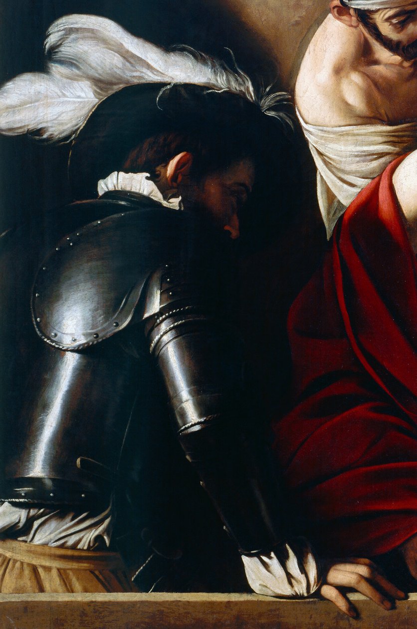 Hombre con armadura, de La coronación de espinas, c.1603 (óleo sobre lienzo) (detalle de 507206) de Michelangelo Merisi da Caravaggio