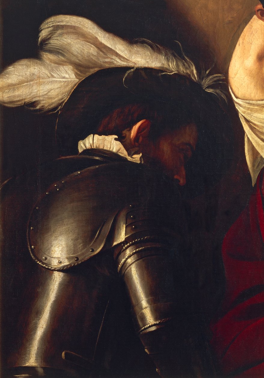 Hombre con armadura, de La coronación de espinas, c.1603 (óleo sobre lienzo) (detalle de 507206) de Michelangelo Merisi da Caravaggio