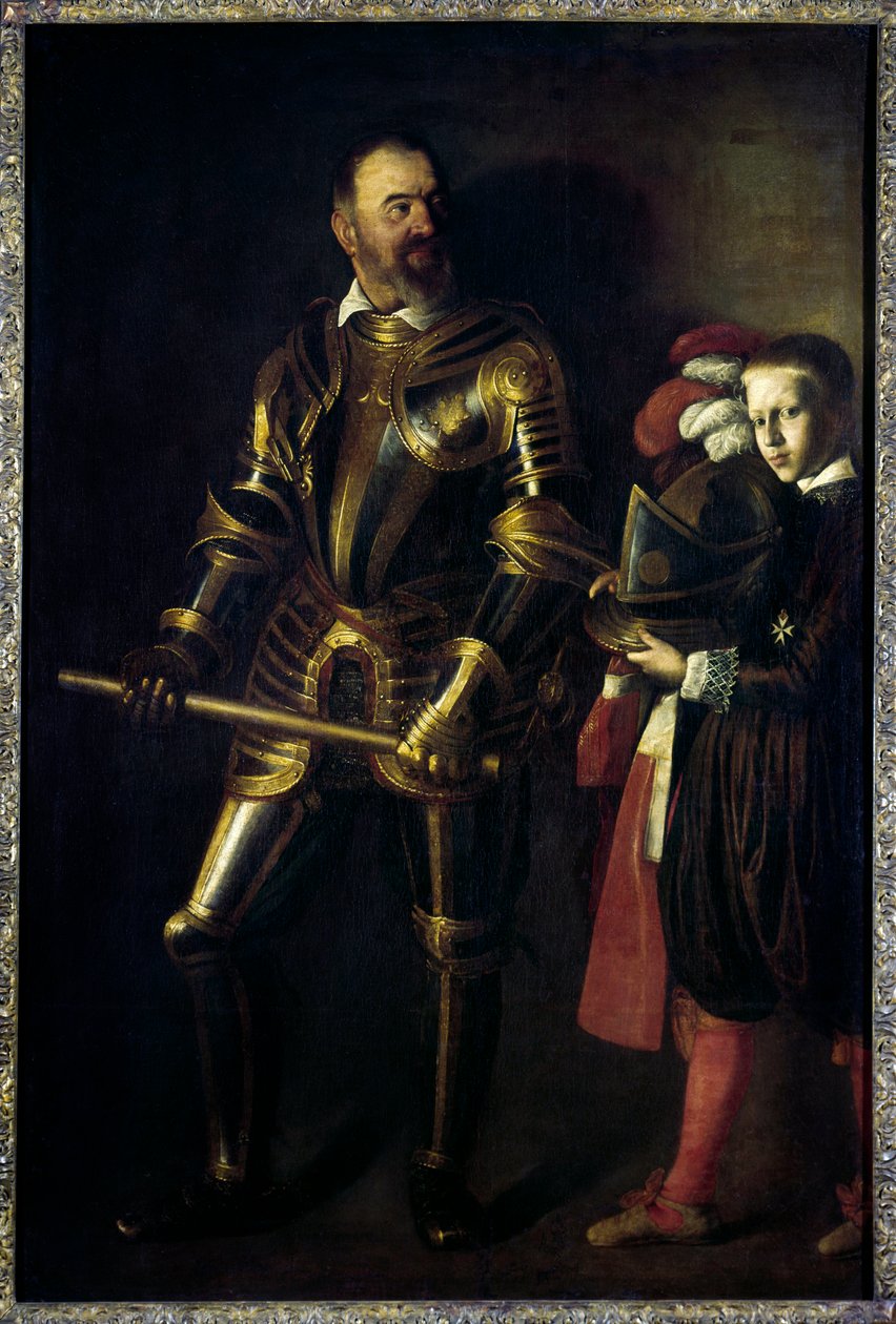 Retrato de cuerpo entero de Alof de Wignacourt (1547-1622) Gran Maestre de la Orden de Malta de 1601 a 1622, y su paje de Michelangelo Merisi da Caravaggio