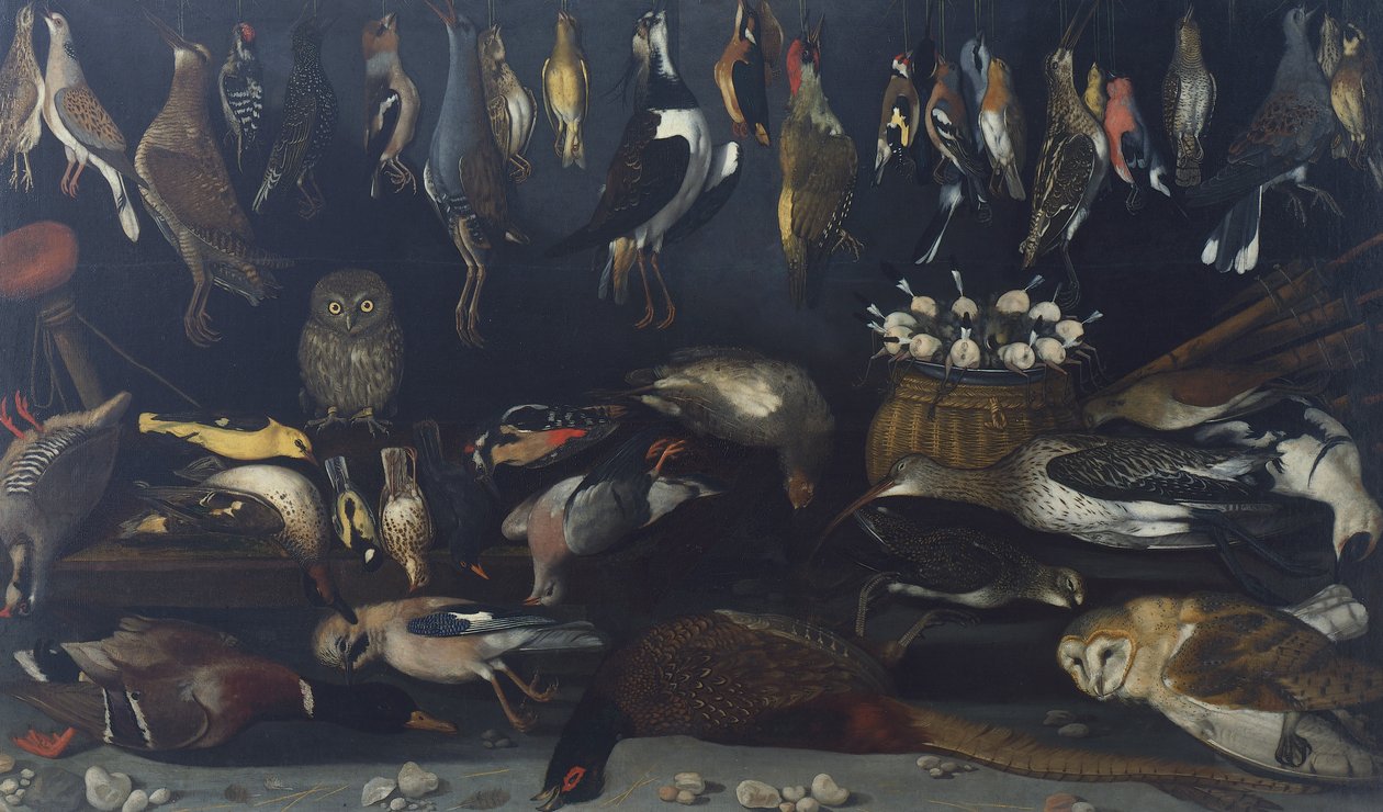 Naturaleza muerta con pájaros, por Maestro de la Naturaleza Muerta de Hartford de Michelangelo Merisi da Caravaggio