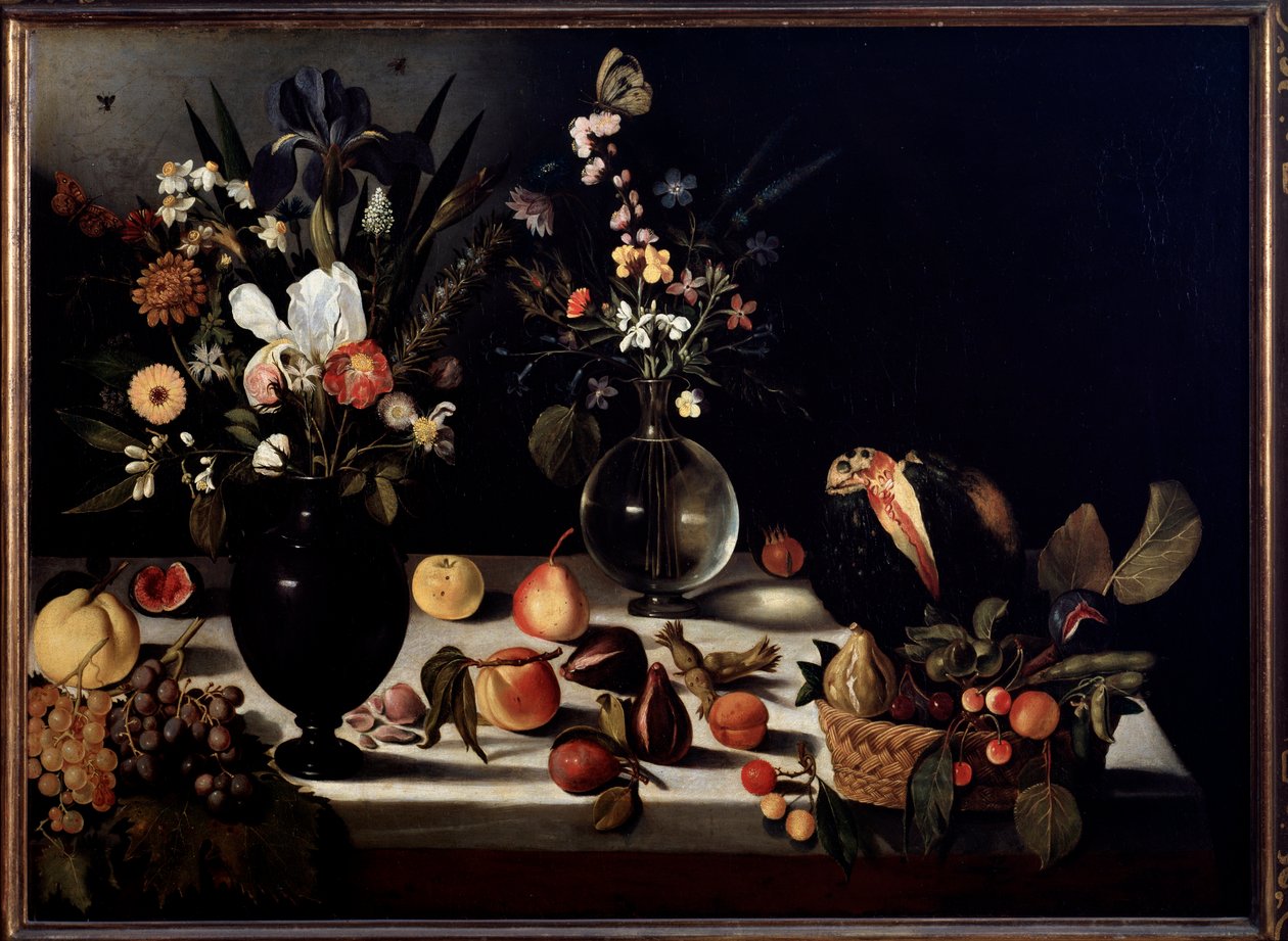 Naturaleza muerta con flores y frutas de Michelangelo Merisi da Caravaggio