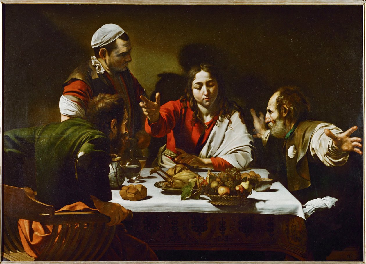 Cena de Emaús ... (óleo sobre lienzo) de Michelangelo Merisi da Caravaggio