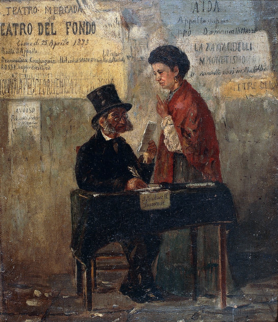 Carteles de teatro y escribano público de Michele Cammarano