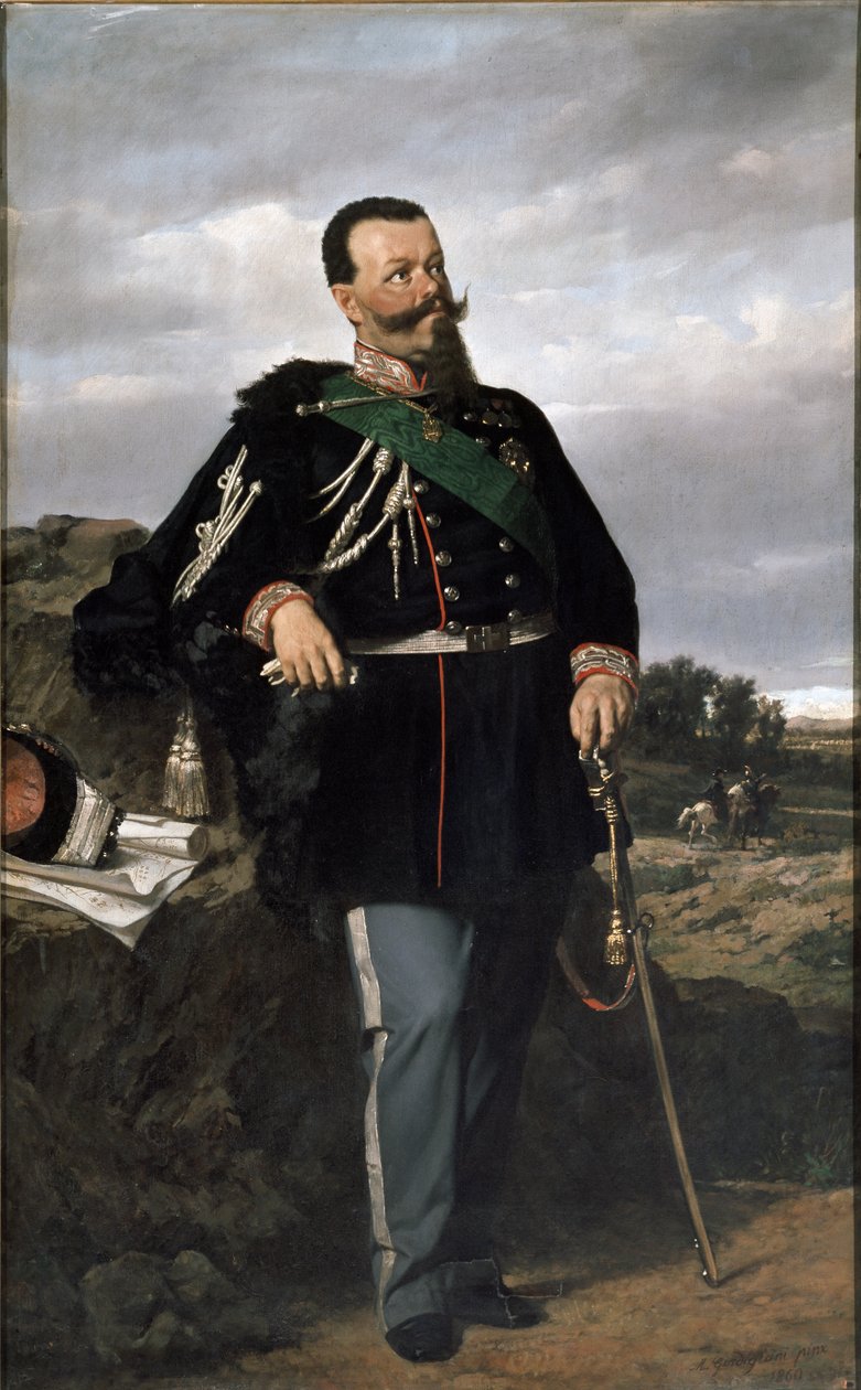 Retrato de Víctor Manuel II, primer rey de Italia (óleo sobre lienzo) de Michele Gordigiani