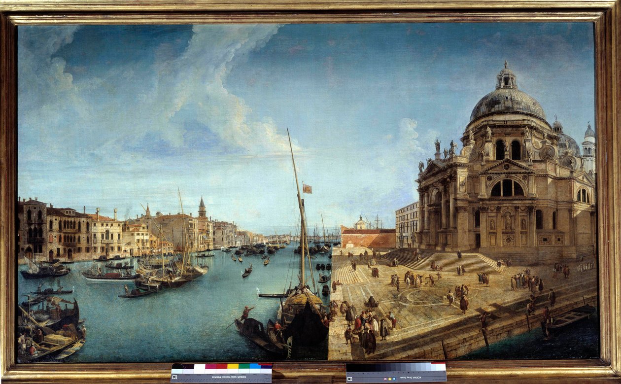 Vista de la entrada del Gran Canal y de la Iglesia de la Salud en Venecia de Michele Marieschi