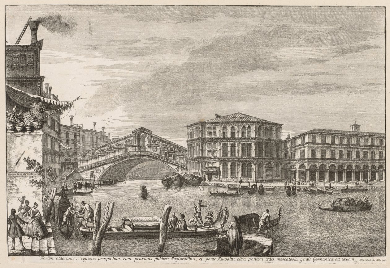 Vistas de Venecia: El puente y el mercado de Rialto, 1741 de Michele Marieschi