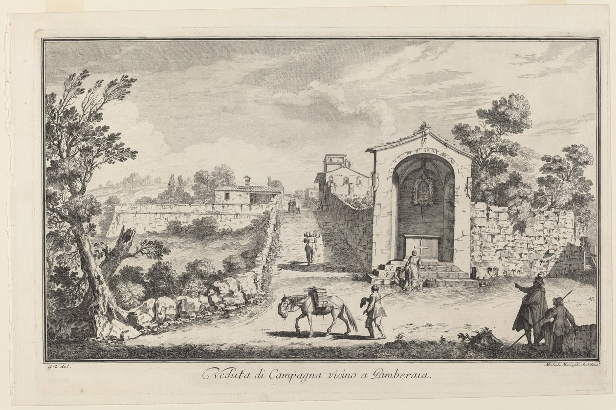 Vista de la campiña cerca de Gamberaia de Michele Marieschi after Giuseppe Zocchi