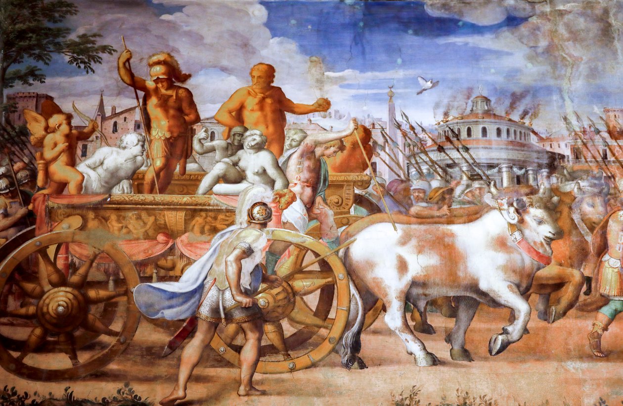 Triunfo del cónsul Lucio Emilio Paulo sobre Perseo, rey de Macedonia (detalle), hacia 1570 (fresco) de Michele and Rocchetti Jacopo Alberti