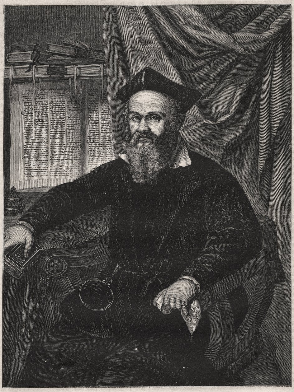 Retrato de Marco Antonio de Dominis (Markantun de Dominis) (1556-1624) eclesiástico dálmata, apóstata y hombre de ciencia - grabado por G J Delff después de Mierevelt de Michiel Jansz. van (after) Mierevelt