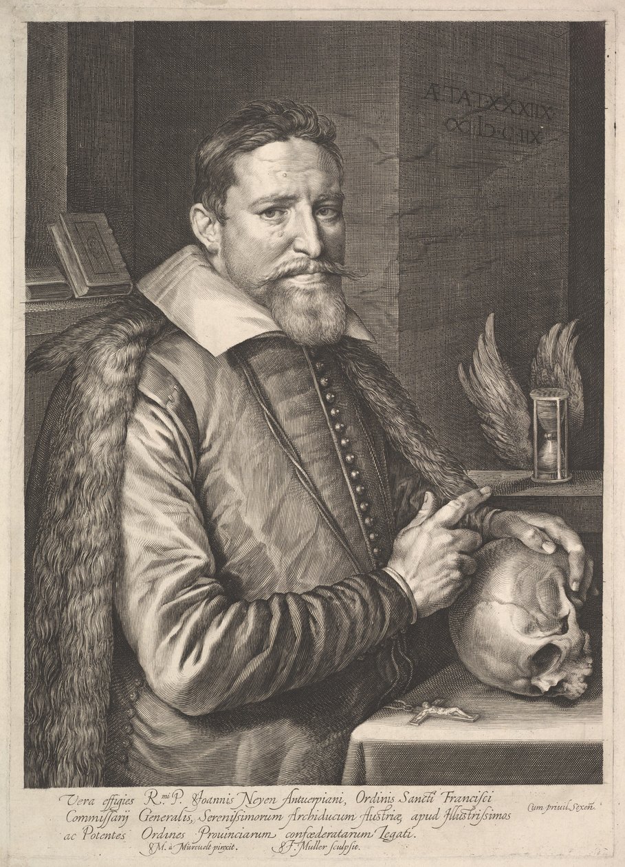 Retrato de Joannes Neyen, General de la Orden de los Frailes Franciscanos, Embajador en Tréveris, 1608 de Michiel Jansz van Miereveld