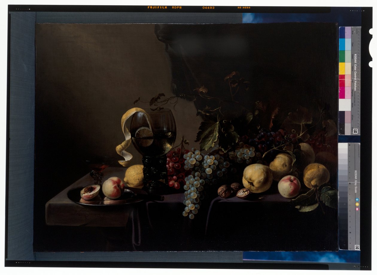 Bodegón con frutas y uvas de Michiel Simons