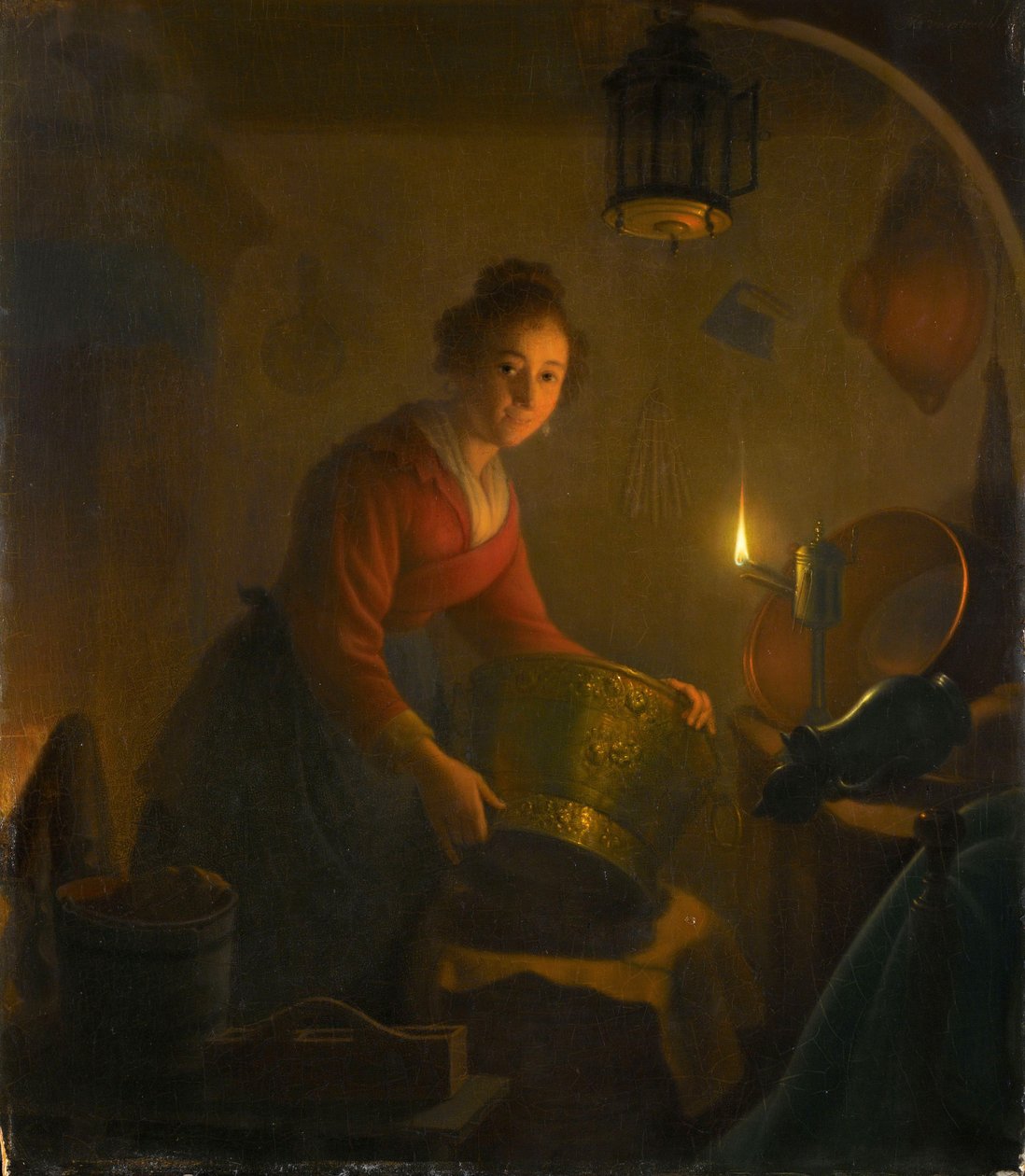 Mujer en una cocina a la luz de las velas, c.1830 de Michiel Versteegh