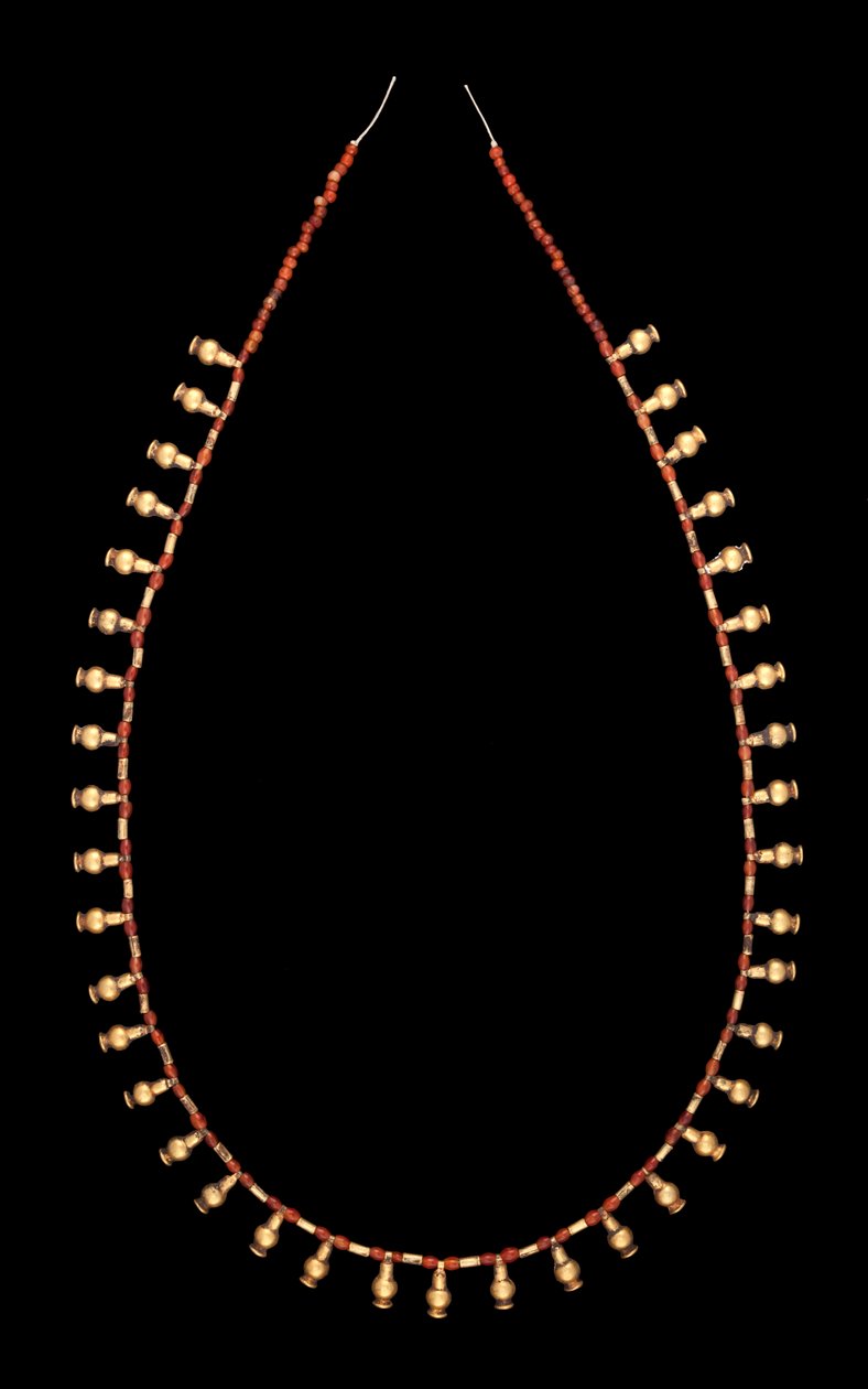 Colgantes de botella de oro con collar de cuentas de cornalina de Middle Kingdom Egyptian