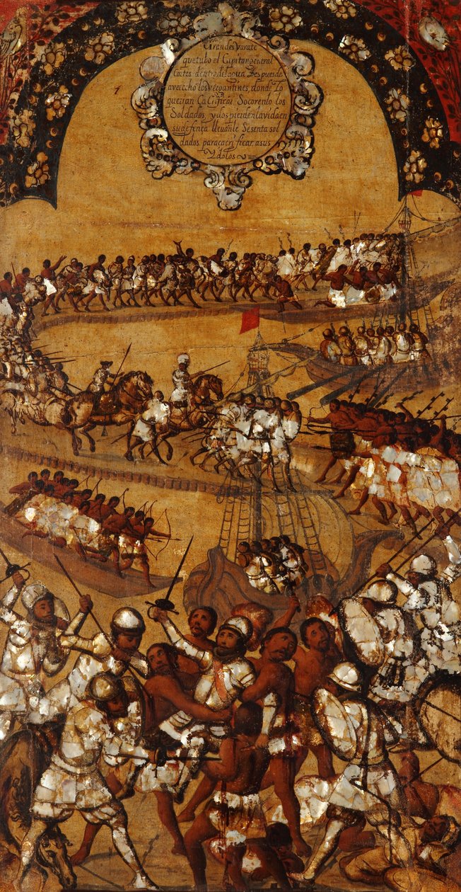 La Conquista de México. Tabla XXI de Miguel Gonzales