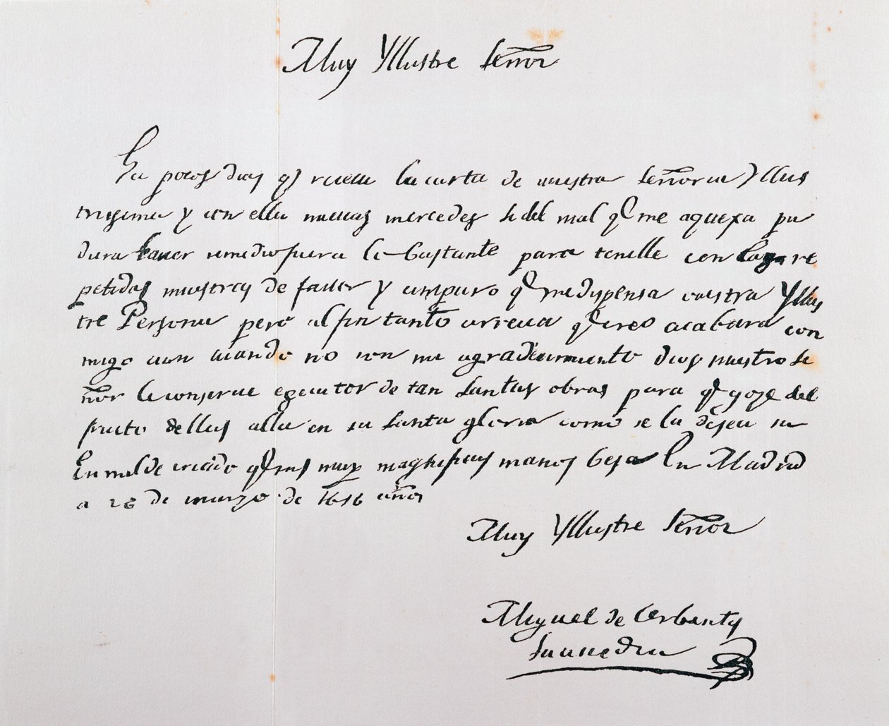 Carta escrita al Arzobispo de Toledo, 26 de marzo de 1616 de Miguel de Cervantes Saavedra
