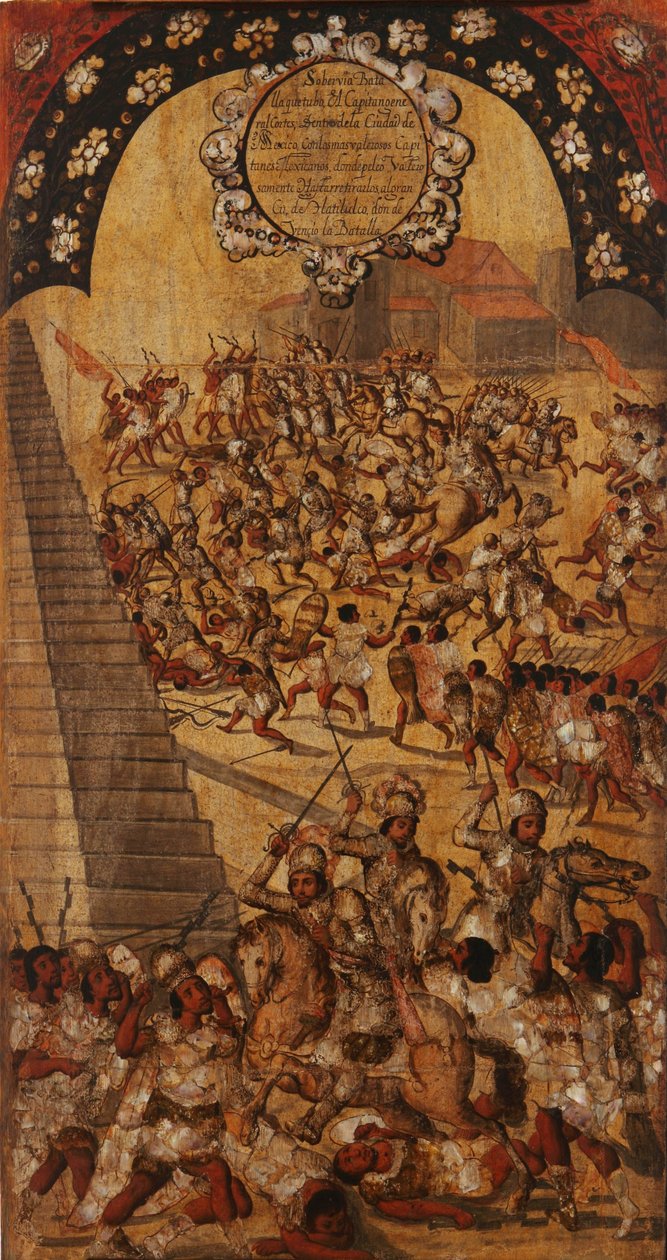 La Conquista de México, Panel XVI, c.1696-1715 de Miguel Gonzalez