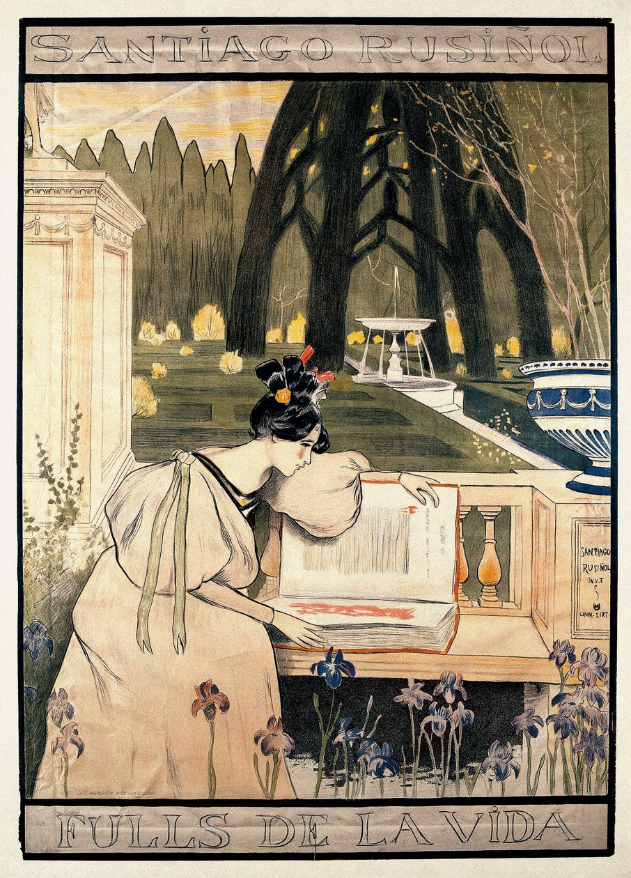 Cartel de presentación de "Las páginas de la vida", serie de litografías que ilustran poemas en prosa de Santiago Rusinol y (i) Prats (1861-1931) de Miguel Utrillo