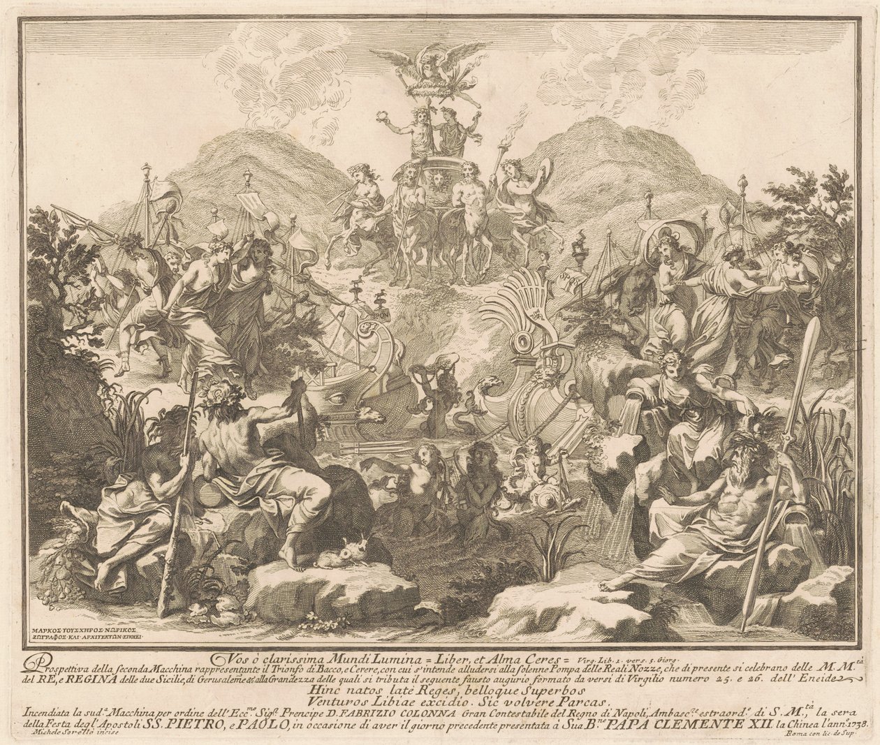 La Segunda Máquina para la Chinea de 1738: El triunfo de Baco y Ceres de Miguel de Sorellò, after Carl Marcus Tuscher