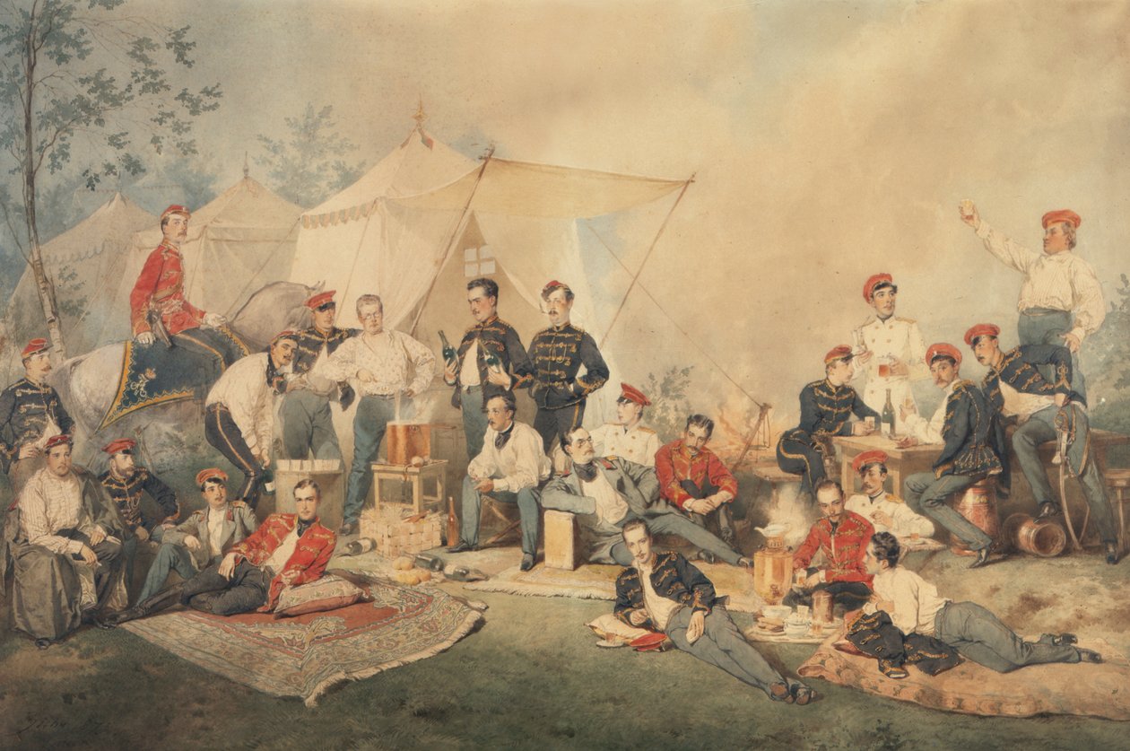 Jolgorio de Húsares, 1873 de Mihaly von Zichy