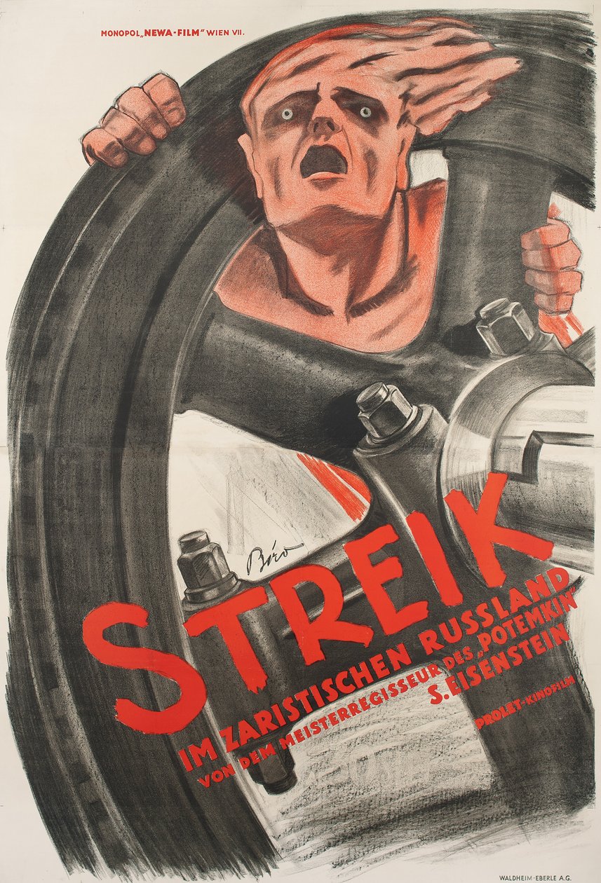 Cartel de la película muda "Strike" de Sergei Eisenstein de Mihaly Biro