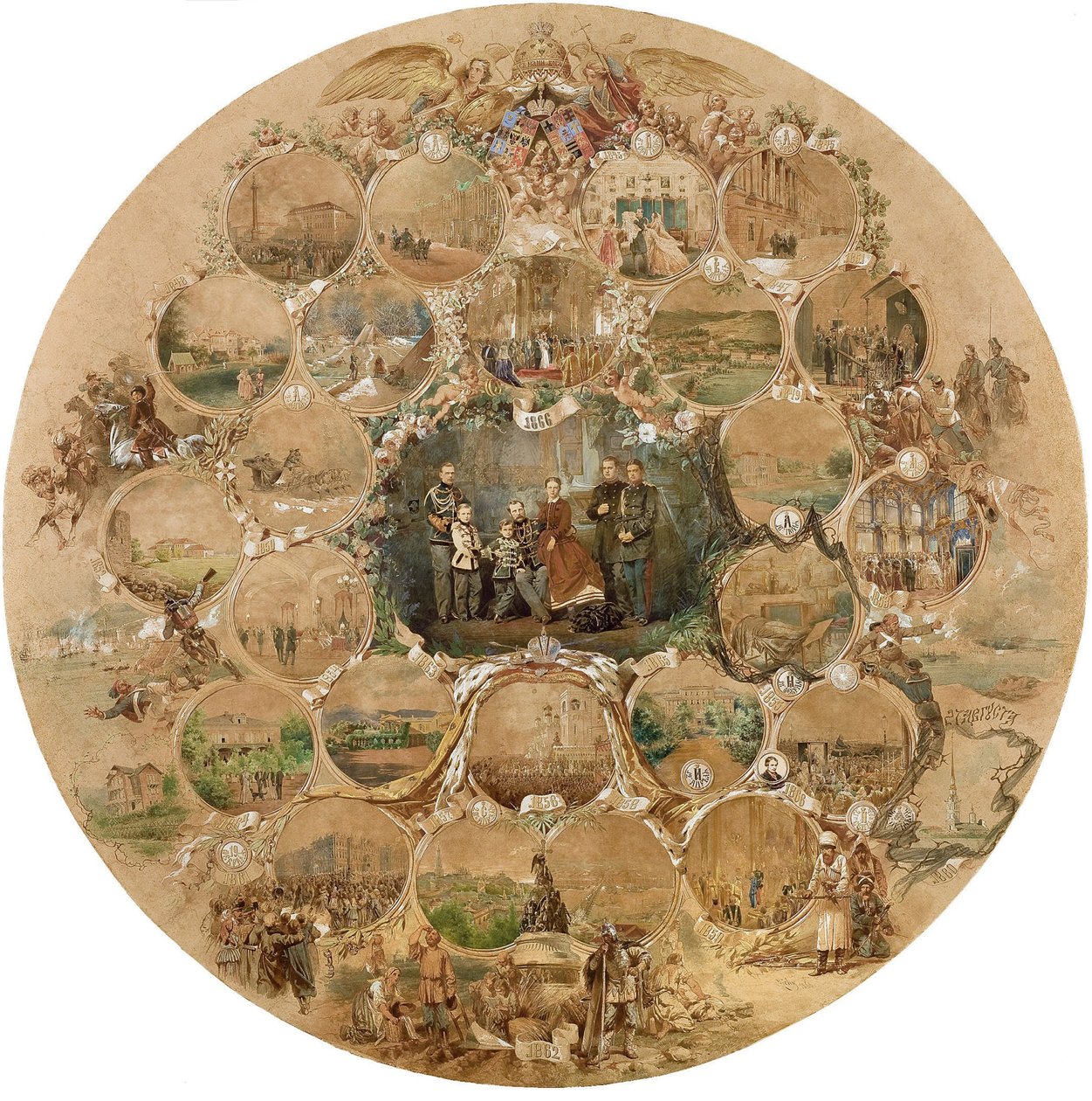 Composición para la celebración de las bodas de plata del emperador Alejandro II, 1866 de Mihaly von Zichy