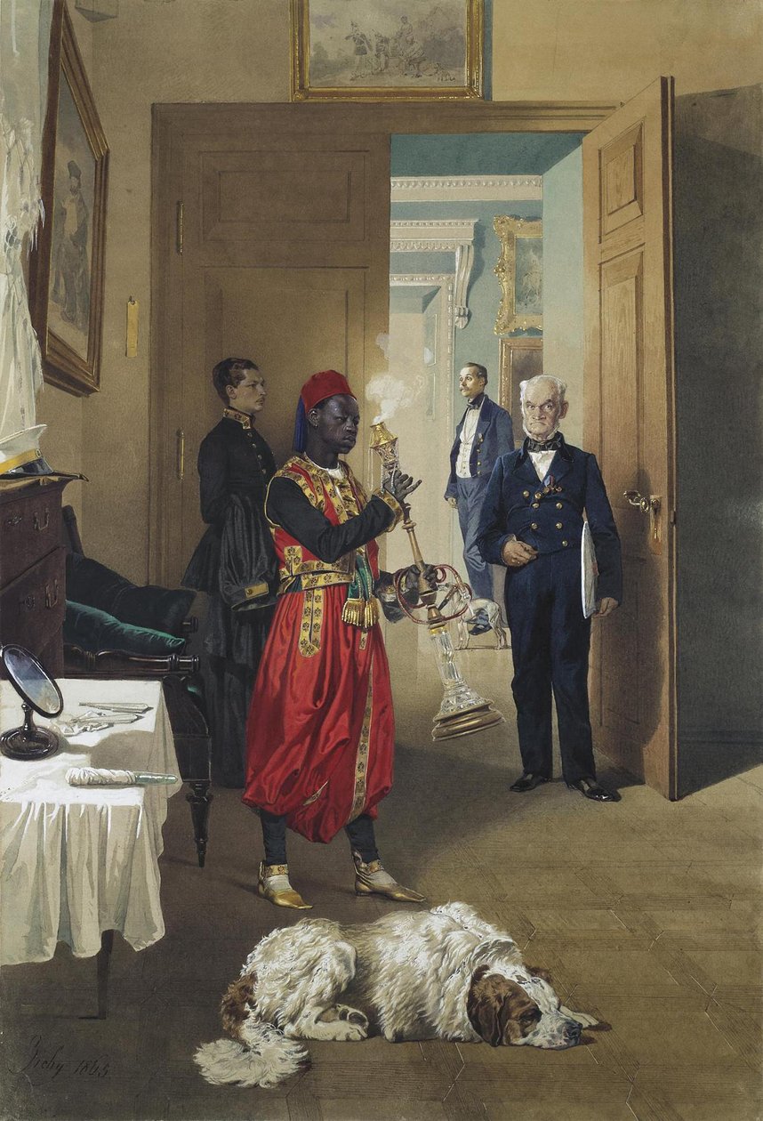 Vestíbulo del Gran Palacio en Tsarskoye Selo, 1865 de Mihaly von Zichy