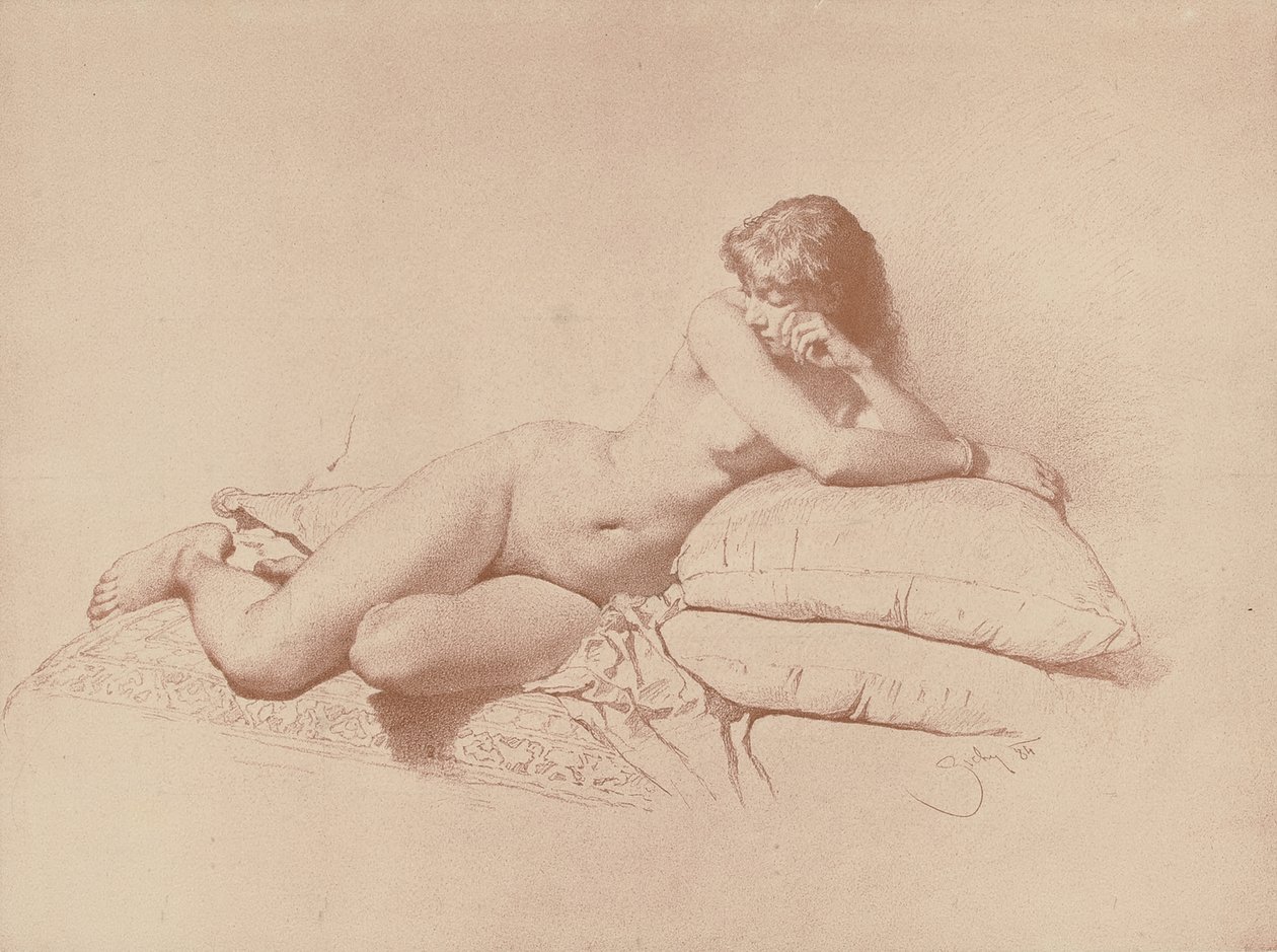 Estudio de una mujer desnuda reclinada de Mihaly von Zichy