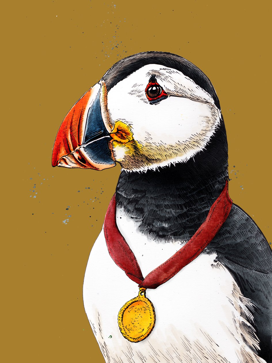 Felicidades Puffin por el Golden Yellow, 2020 de Mike Davis
