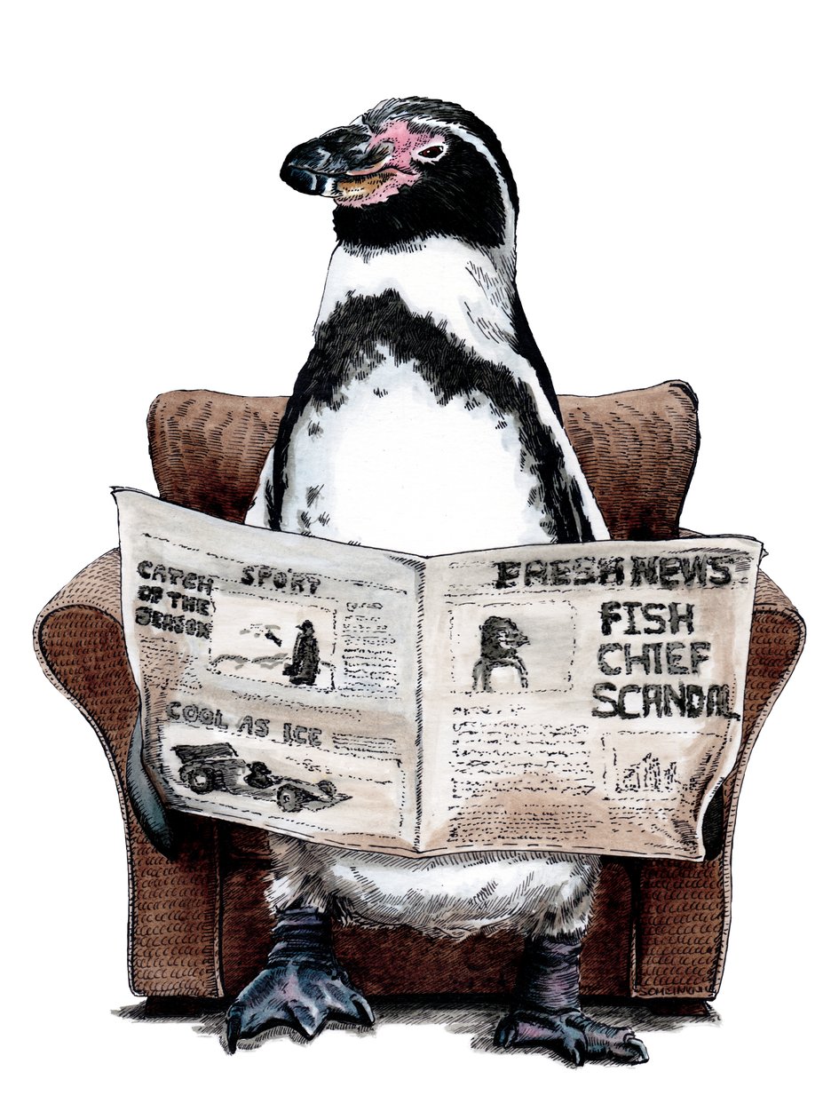 Jubilación Pingüino en Blanco, 2020 de Mike Davis