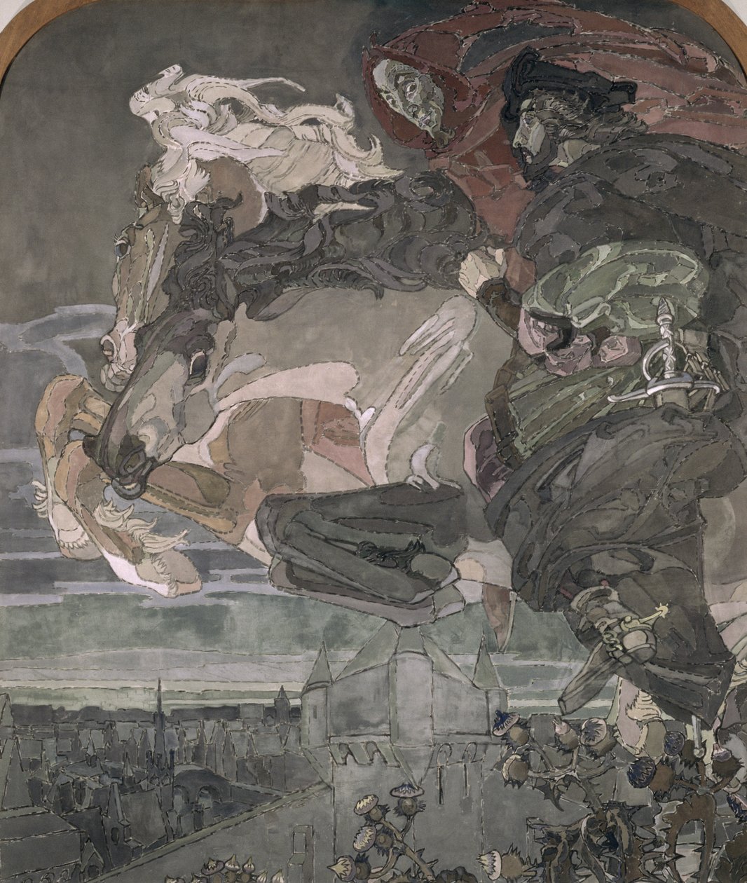 La huida de Fausto y Mefistófeles, 1896 de Mikhail Aleksandrovich Vrubel