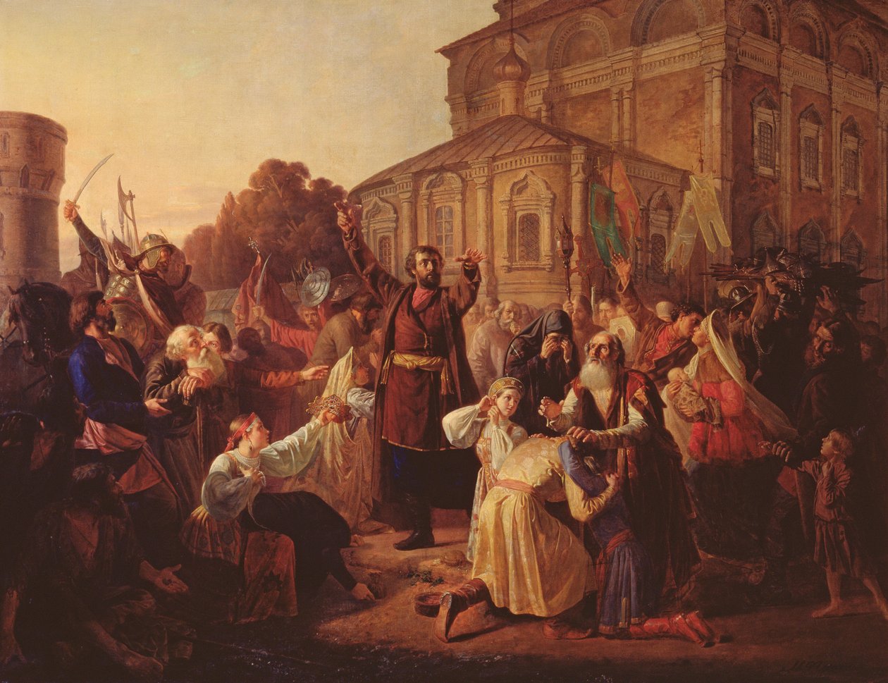 Minin (d.1616) apelando a los novgorodianos en 1611, 1861 de Mikhail Ivanovich Peskov