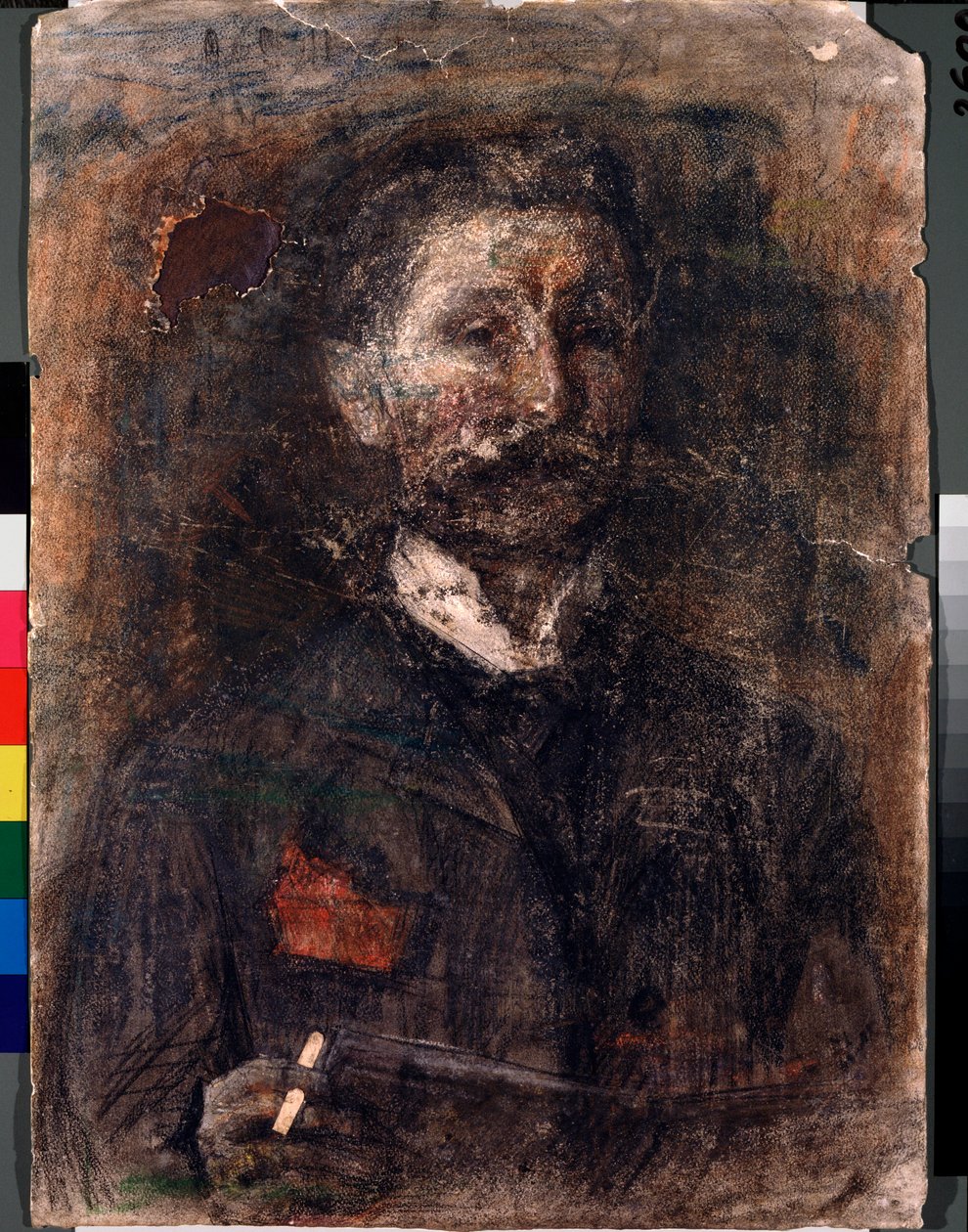Autoretrato (Autorretrato) - Obra de Mikhail Alexandrovich Vrubel (Vrubel) (1856-1910), carboncillo, pastel y sanguina sobre cartón de Mikhail Aleksandrovich Vrubel