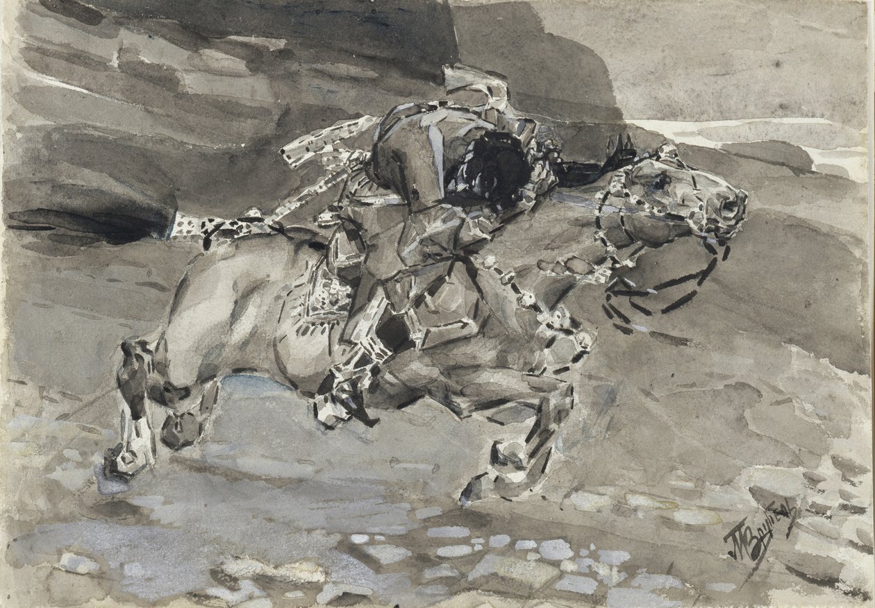 Jinete. Ilustración del poema El demonio de Mijaíl Lérmontov, 1890-1891 de Mikhail Aleksandrovich Vrubel